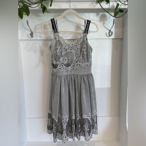 Anna Sui Boho black and white summer striped sundress